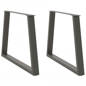 Dining Table Leg Set of 2 Anthracite Powder-coated stee...