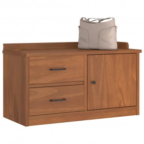 Hallway Bench Natural Pine Solid Pinewood, Engineered W...