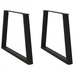 Dining Table Leg Set of 2 Black Powder-coated Steel Sta...