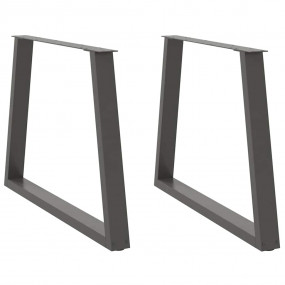 Dining Table Leg Set of 2 Anthracite Powder-Coated Stee...