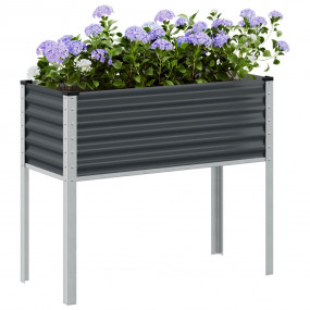 Garden Planter Anthracite Steel 39.4 x 16.1 x 35.4 in D...