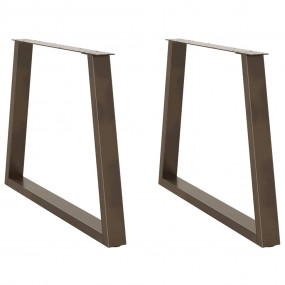 Dining Table Leg Set of 2 Natural Steel Powder-Coated S...