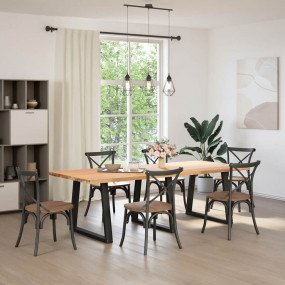 Dining Table Leg Set of 3 Black Steel Standard Adjustab...