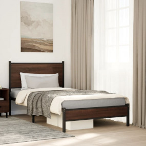 Bed Frame Brown oak Steel, engineered wood King Single ...