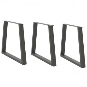 Dining Table Leg Set of 3 Anthracite Powder-coated stee...