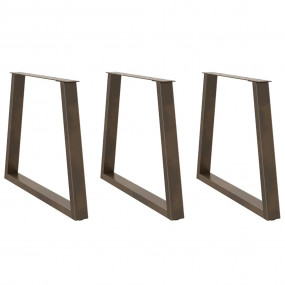 Dining Table Leg Set of 3 Natural steel Powder-coated s...
