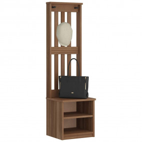 Hall Tree Walnut Solid Pine wood Standard Hall Tree Rec...