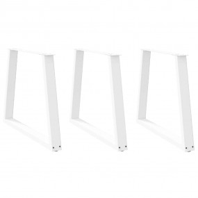 Dining Table Leg Set of 3 White Powder-Coated Steel Sta...