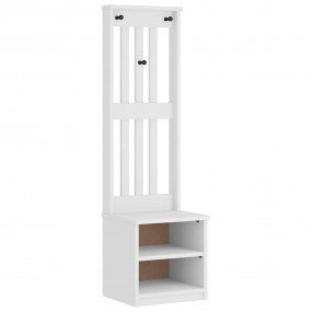 Hall Tree White Solid Pinewood, Engineered Wood Tall Ho...
