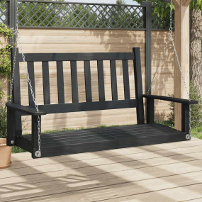 Garden Swing Bench Black Solid fir wood, galvanized iro...