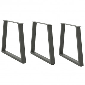 Dining Table Leg Set of 3 Anthracite Powder-Coated Stee...