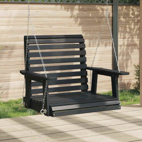 Garden Swing Chair Black Solid fir wood Single Comfy