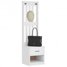 Hall Tree White Solid pine, engineered wood 17.7x15.7x6...