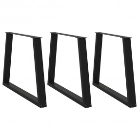 Dining Table Leg Set of 3 Black Powder-coated steel