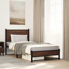Bed Frame Brown oak Steel, Engineered wood Small Single...