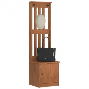Hall Tree Brown Solid Pine Wood Medium Hall Tree Rectan...