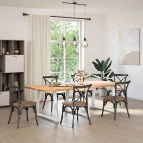 Dining Table Leg Set of 3 White Powder-Coated Steel Med...