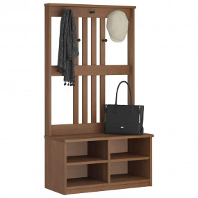 Hall Tree Walnut Solid pine wood, engineered wood Mediu...