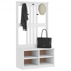Hall Tree White Solid pinewood, Engineered wood Tall Ha...