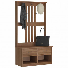 Hall Tree Walnut Solid pinewood and engineered wood Med...