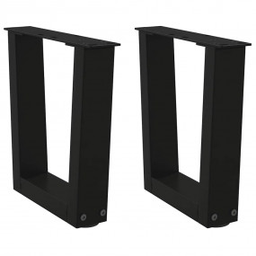 Dining Table Leg Black Steel Compact Adjustable Feet