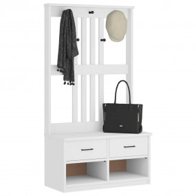 Hall Tree White Solid pine wood, engineered wood Hall T...