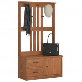 Hall Tree Acacia wood look Solid pinewood with engineer...