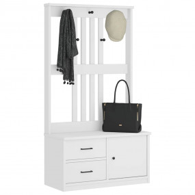 Hall Tree White Solid pinewood, engineered wood