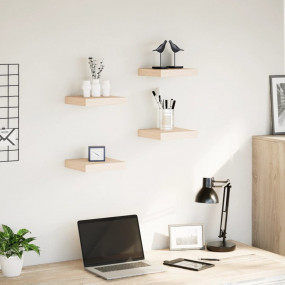 Floating Shelf Set of 4 Oak Engineered wood with oak ve...