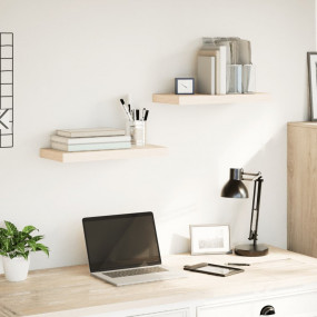 Floating Shelf Set of 2 Oak Engineered wood with oak ve...