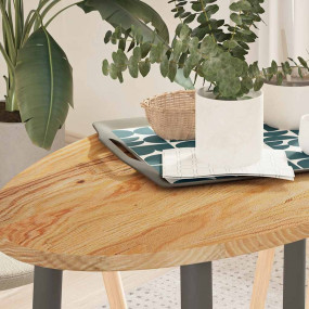 Table Top Light Brown Solid Oak Wood 39.4 x 19.7 in Dur...