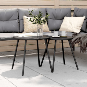 Garden Coffee Table Set of 2 Black Powder-coated steel ...