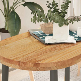Table Top Light Brown Solid Oak 39.4x19.7x1.6 in Durabl...