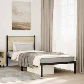 Bed Frame Sonoma Oak Steel, Engineered Wood Twin Bed Fr...