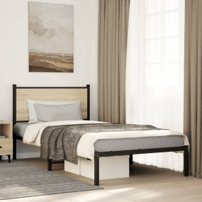 Bed Frame Sonoma oak Steel, engineered wood Twin Bed Fr...