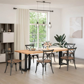 Dining Table Leg Black Powder-Coated Steel 23.6 x 13.8