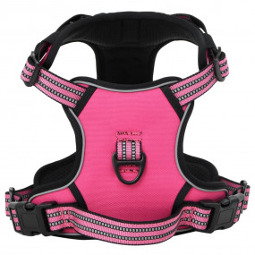 Dog Harness Pink Polyester M Adjustable Dog Harness