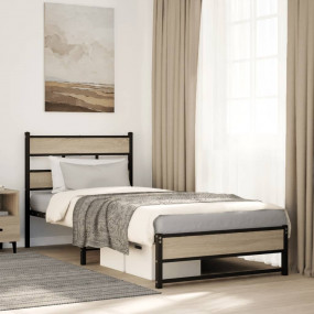 Bed Frame Sonoma oak Steel, engineered wood Single Bed ...