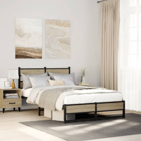 Bed Frame Sonoma Oak Steel Full Modern Bed Frame Rectan...