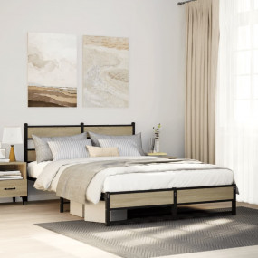 Bed Frame Sonoma oak Steel, engineered wood Full