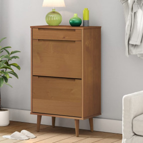 Shoe Cabinet Brown Solid Pine Wood Medium Shoe Cabinet