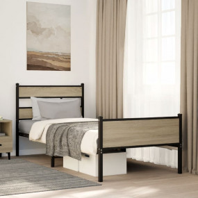 Bed Frame Sonoma Oak Steel Single Bed Frame Rectangular