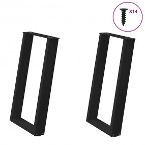 Dining Table Leg Black Powder-Coated Steel 23.6 x 28.3-...