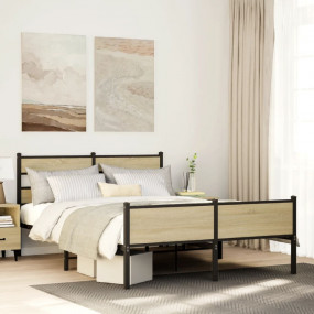 Bed Frame Sonoma Oak Engineered wood, Steel Full Bed Fr...