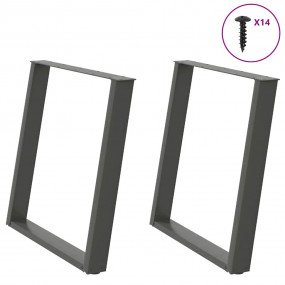 Dining Table Leg Anthracite Steel Medium-Sized Adjustab...