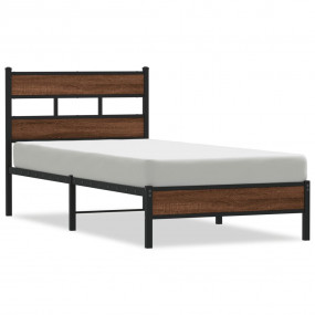 Bed Frame Brown Oak Steel, engineered wood Single size ...