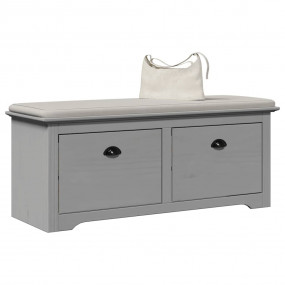 Hallway Bench Grey Solid pine wood, engineered wood, me...