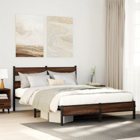 Bed Frame Brown oak Steel and engineered wood King Bed ...