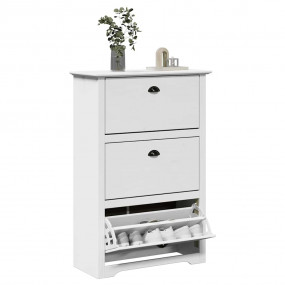 Shoe Rack White Solid pine wood, engineered wood, metal