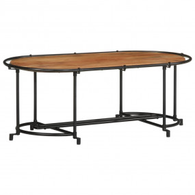 Coffee Table Brown and black Solid acacia wood and iron...